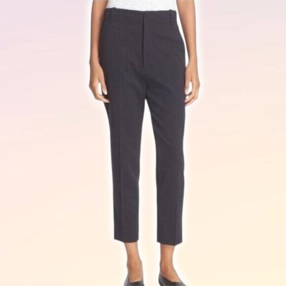 VINCE Wool Blend Crop Trouser Pant Sz 0 Gray - Picture 1 of 6